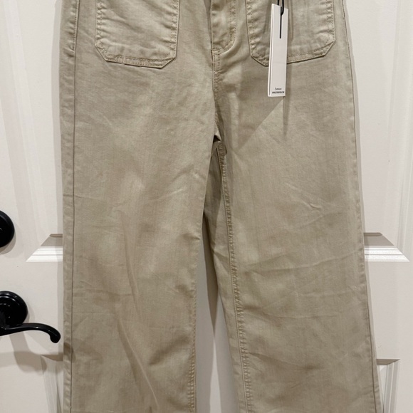 Oat High Rise Wide Leg Stretch Pants light khaki size 0/25 $80 - Picture 3 of 10